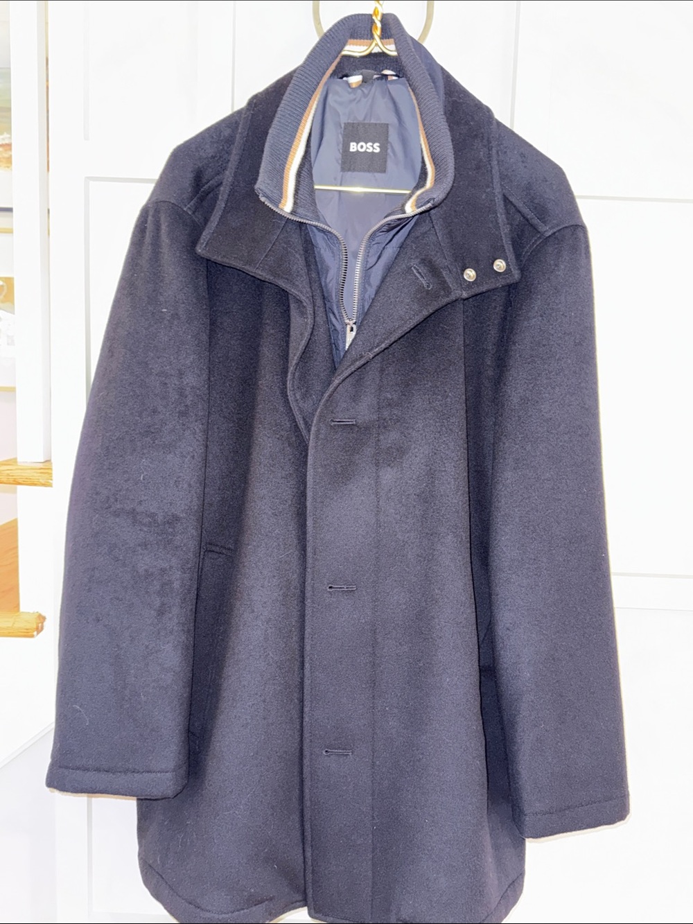 BOSS Hugo Boss 100% Italian Wool Car Coat Size 44R XL
